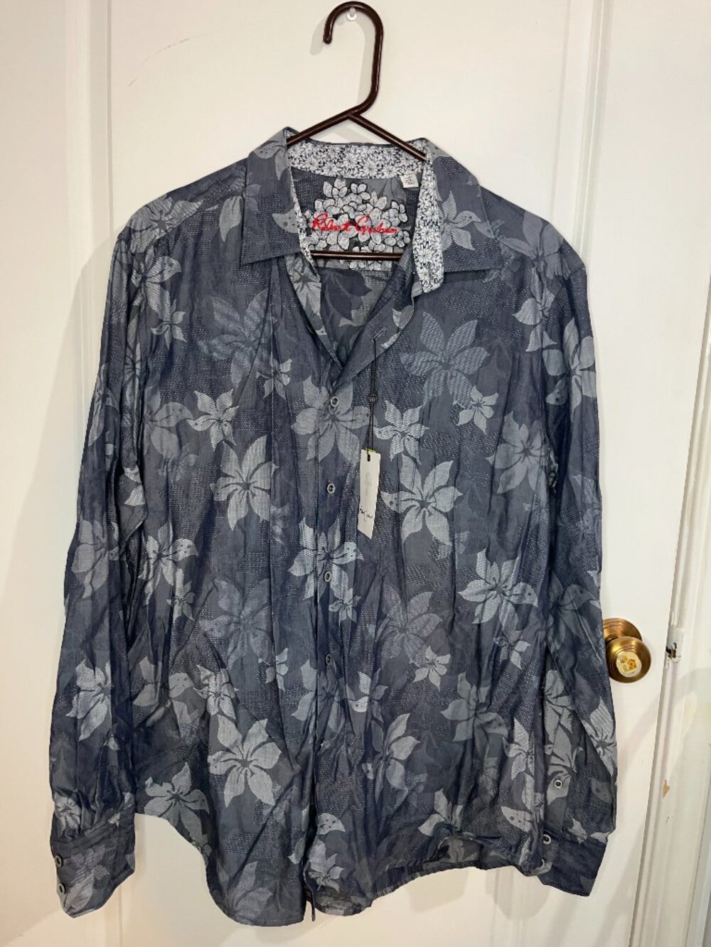 NWT Robert Graham Men's XL Long Sleeve Button Down Shirt Floral Jacq Classicfit